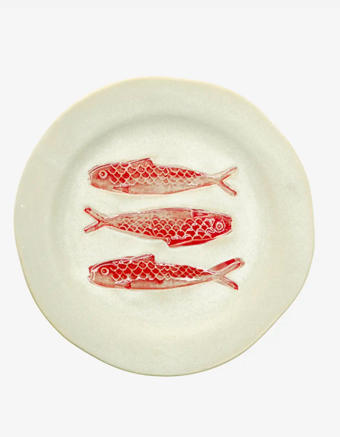 Stoneware lunch plate offwhite/red ø21