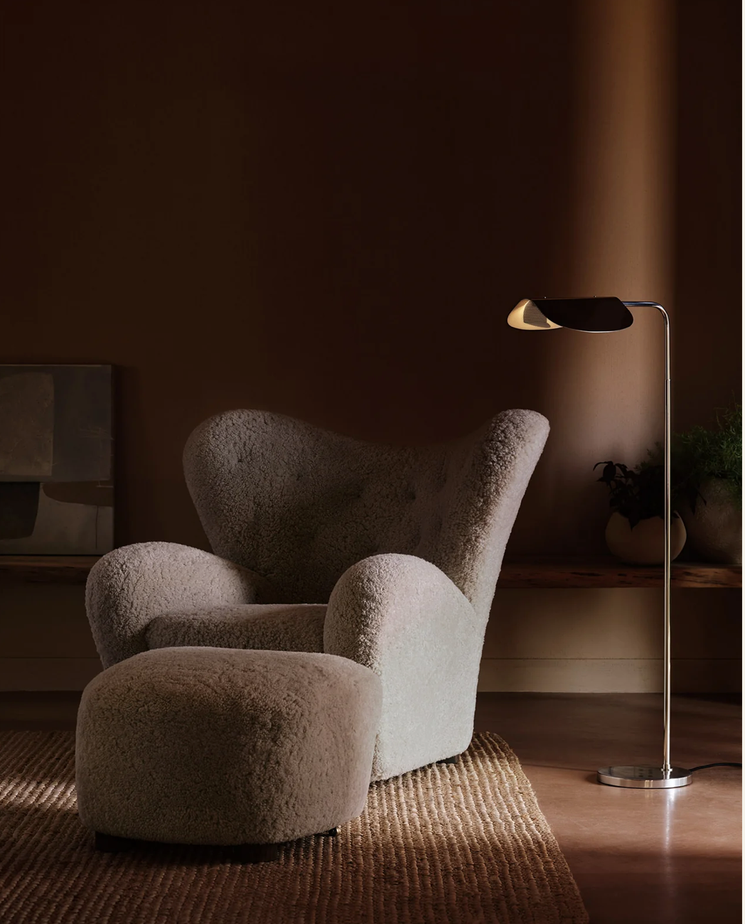 THE TIRED MAN LOUNGE CHAIR, SHEEPSKIN Moonlight