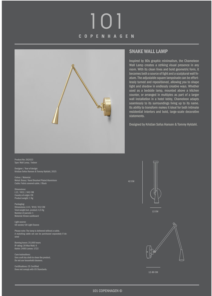 Snake Wall Lamp - Brass
