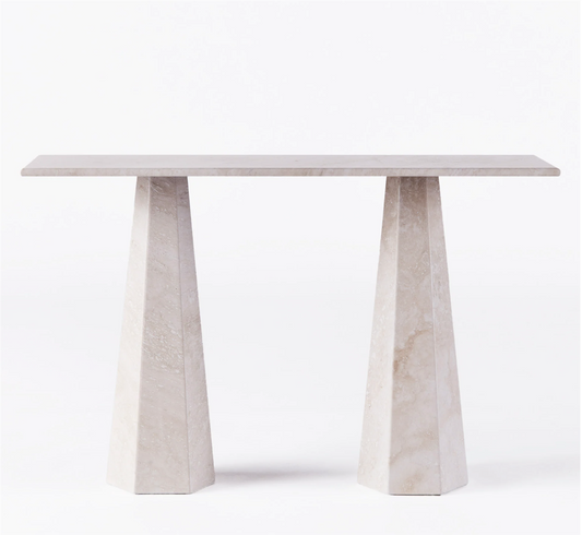 HEXAGON CONSOLE TABLE TRAVERTINO BIANCO AV EDIN & LINA KJELLVERTZ