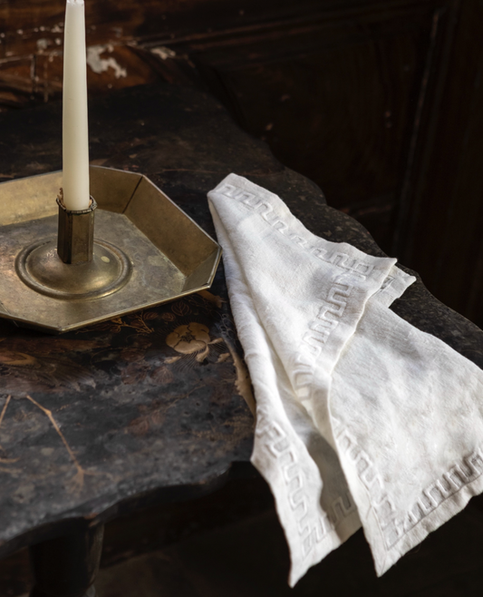 Frame linen napkin, white - pair of two 40x40 cm