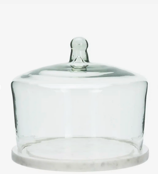 Glass cover w/ marble D:20x17 cm