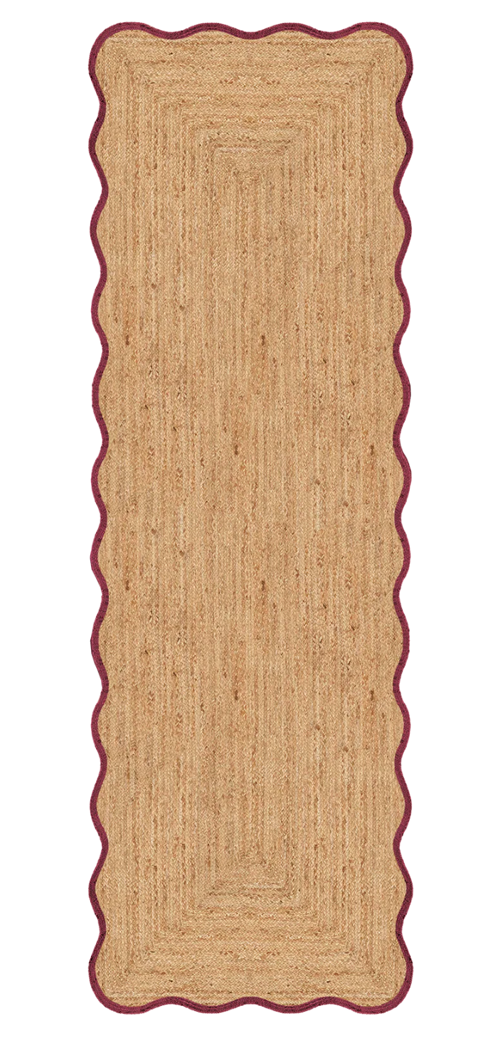 Scallop jute burgundy 75x240cm