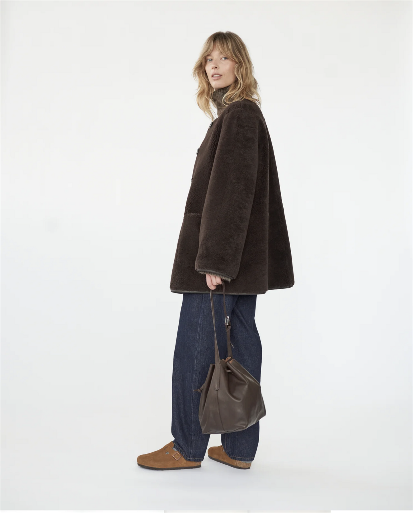 Full Grain Leather Bucket bag brown