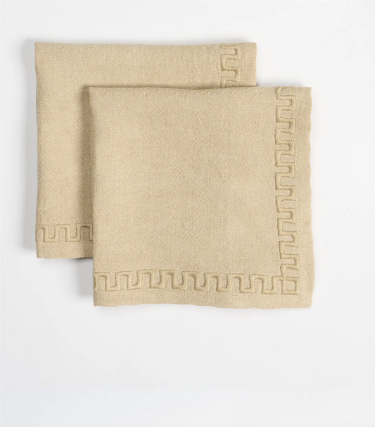 Frame linen napkin, beige - pair of two 40x40 cm