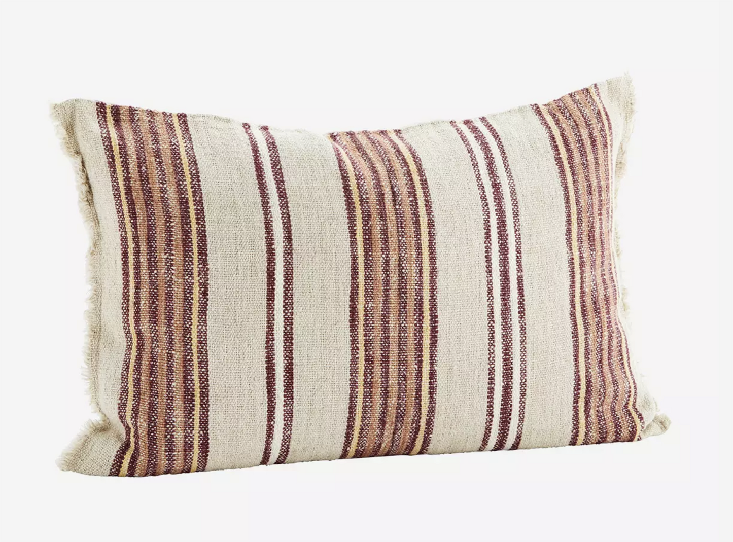 Striped cushion w/friges, natur