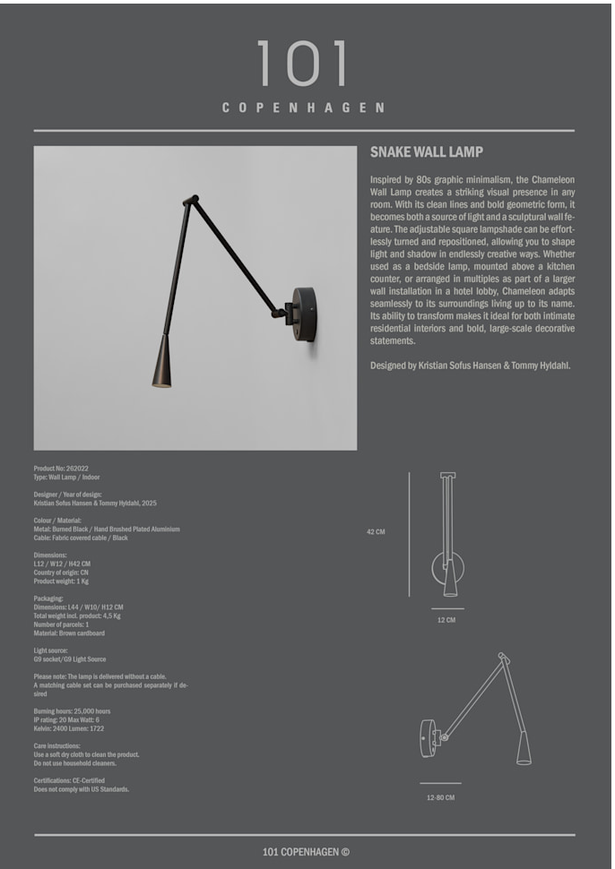 Snake Wall Lamp - Black