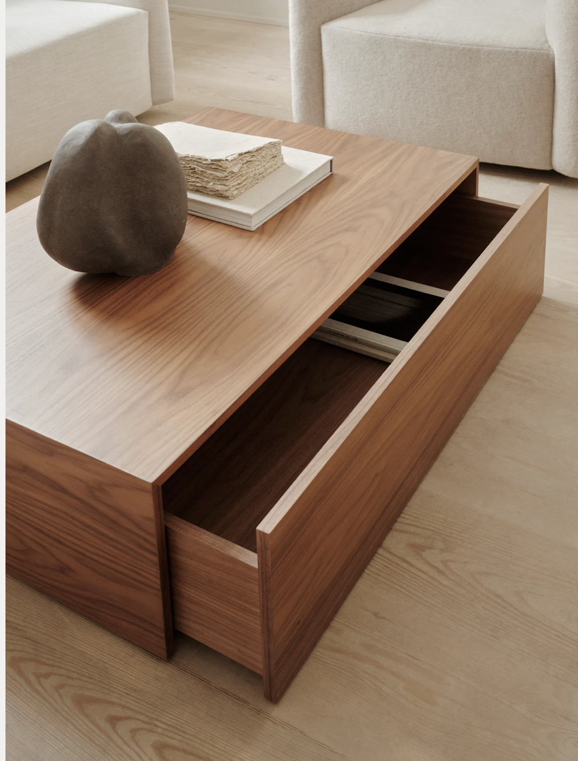 Mass Coffee Table High w. Drawer Walnut H270 x W: 1030 x D: 600 mm
