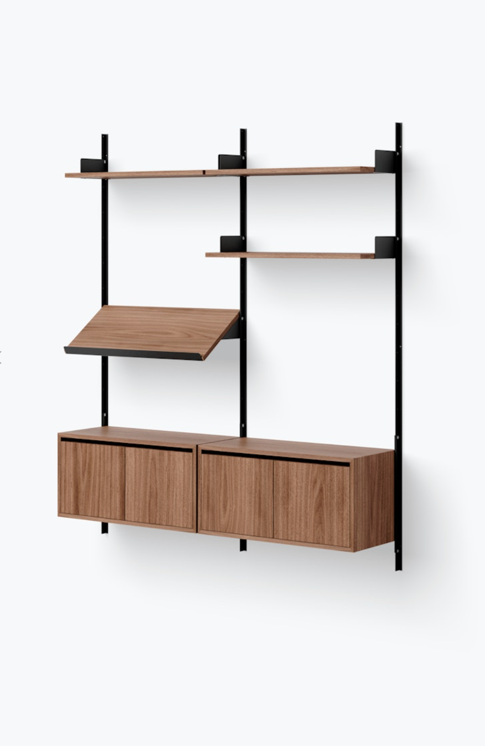 Living Shelf Cabinets Low w. Doors black/walnut