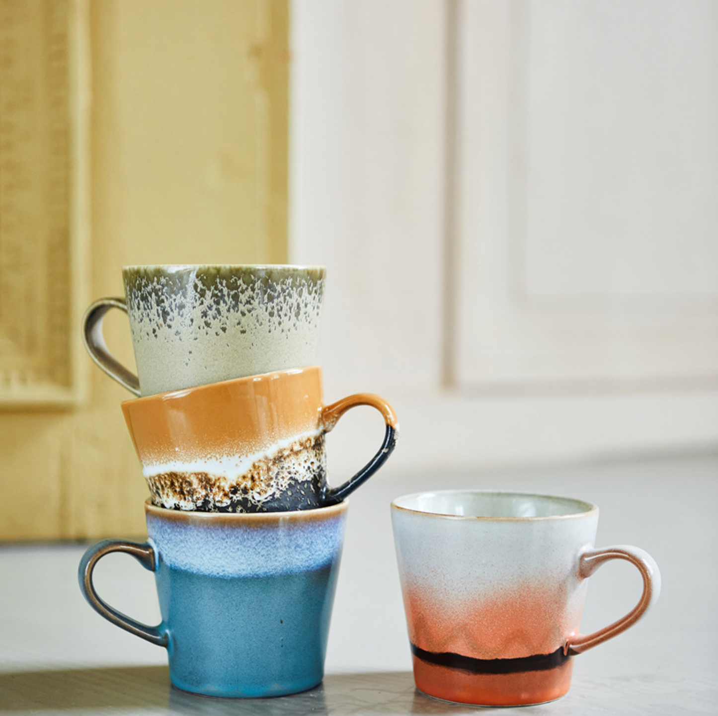 70s ceramics cappuccino mug, fire