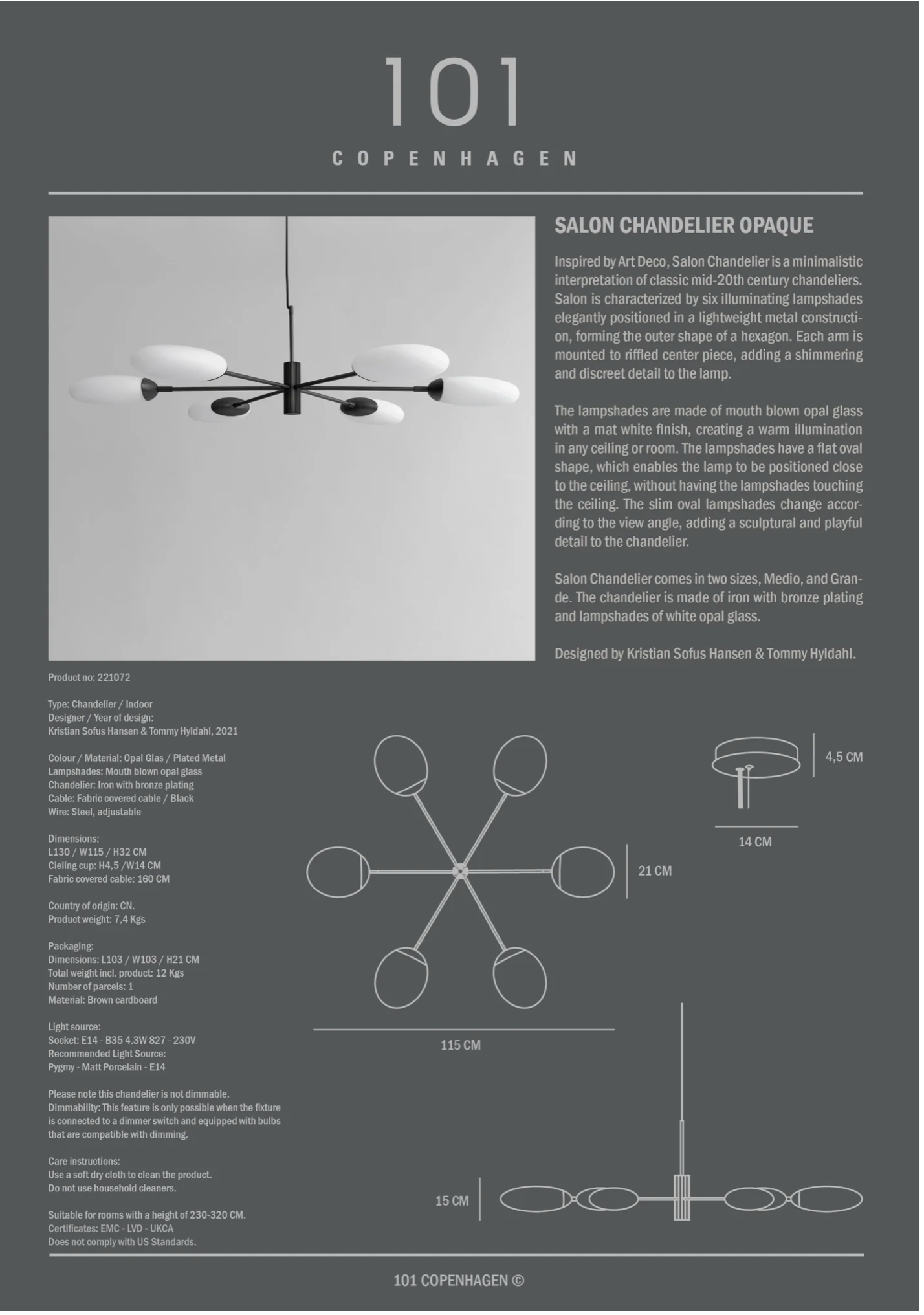Salon Chandelier, Grande - Opaque
