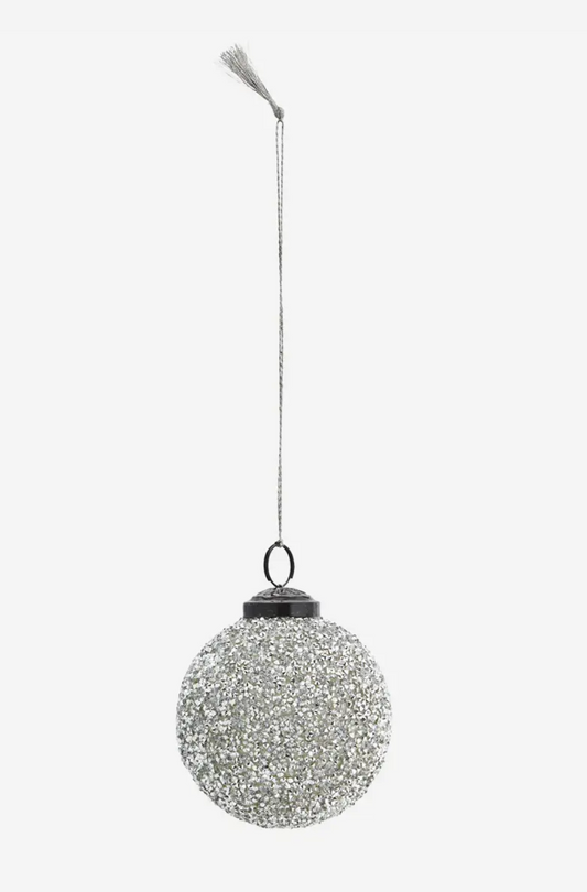 GLASS CHRISTMAS BALL W/ GLITTER