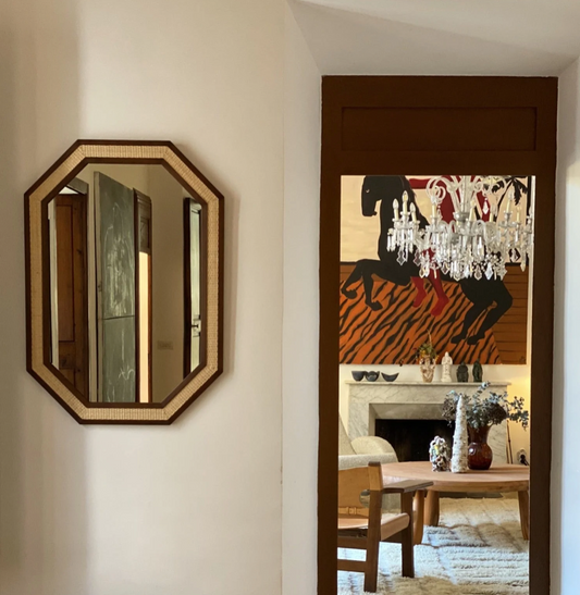 Rattan mirror small