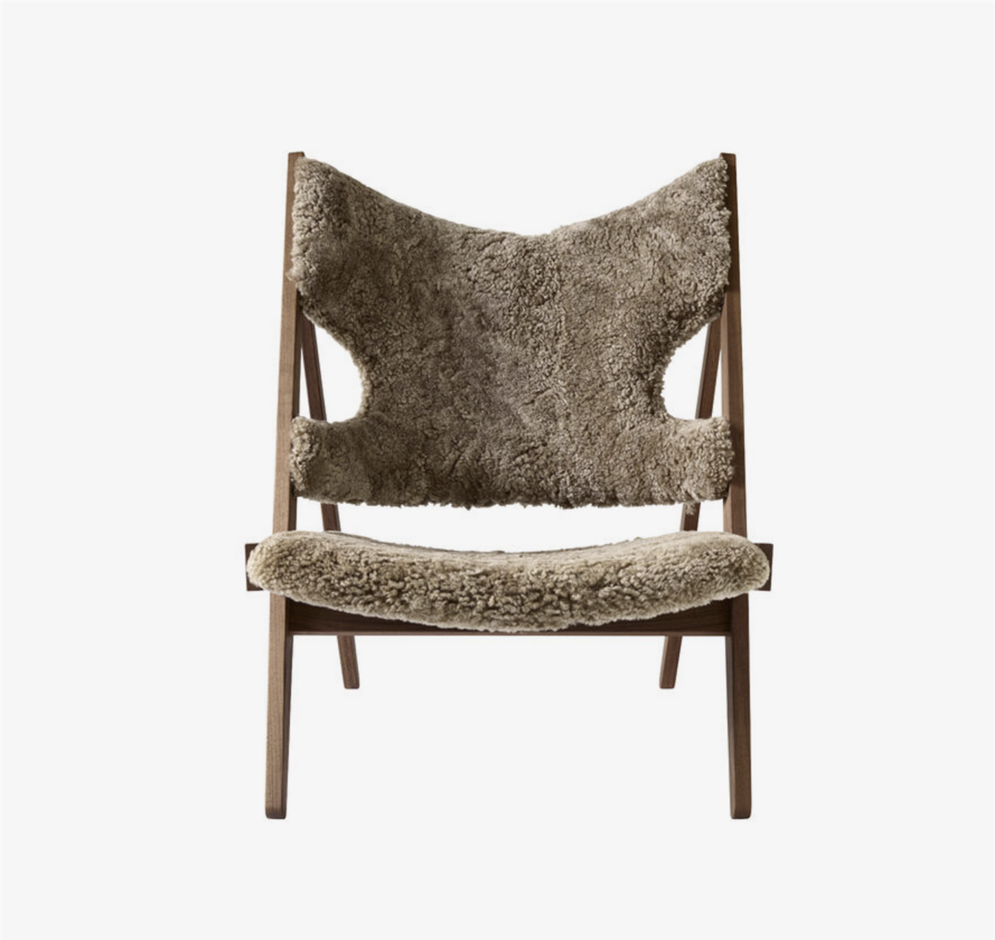Knitting lounge chair - sheepskin Sahara/Walnut