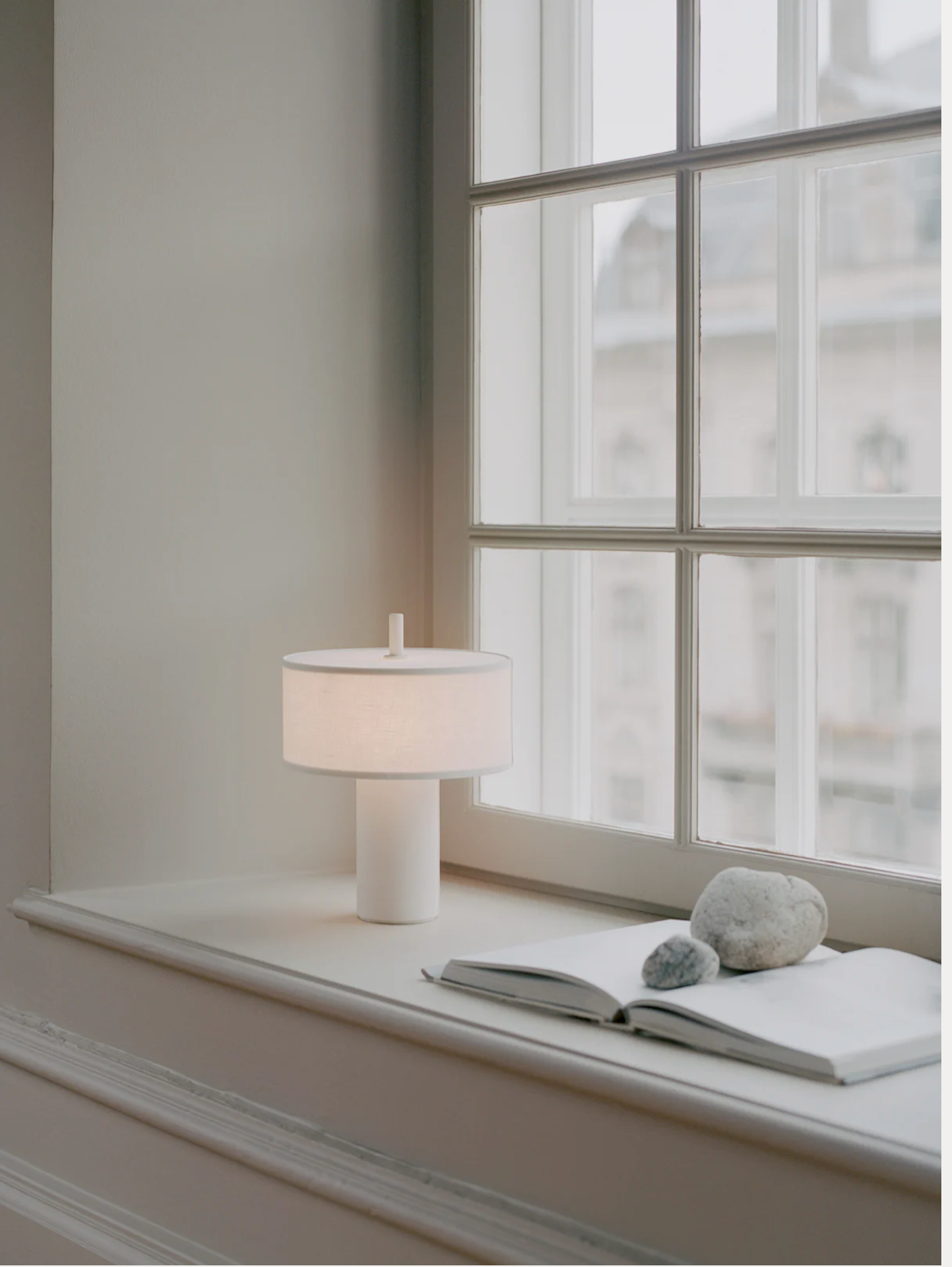 Margin Portable Table Lamp White Canvas