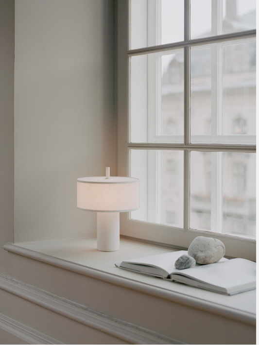 Margin Portable Table Lamp White  Canvas