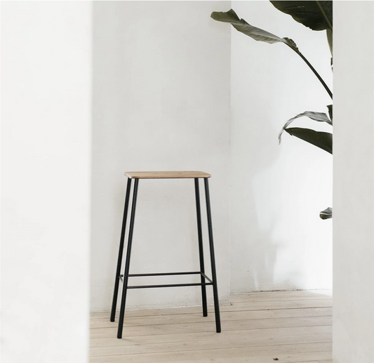 Adam Stool  Black/oak H 65