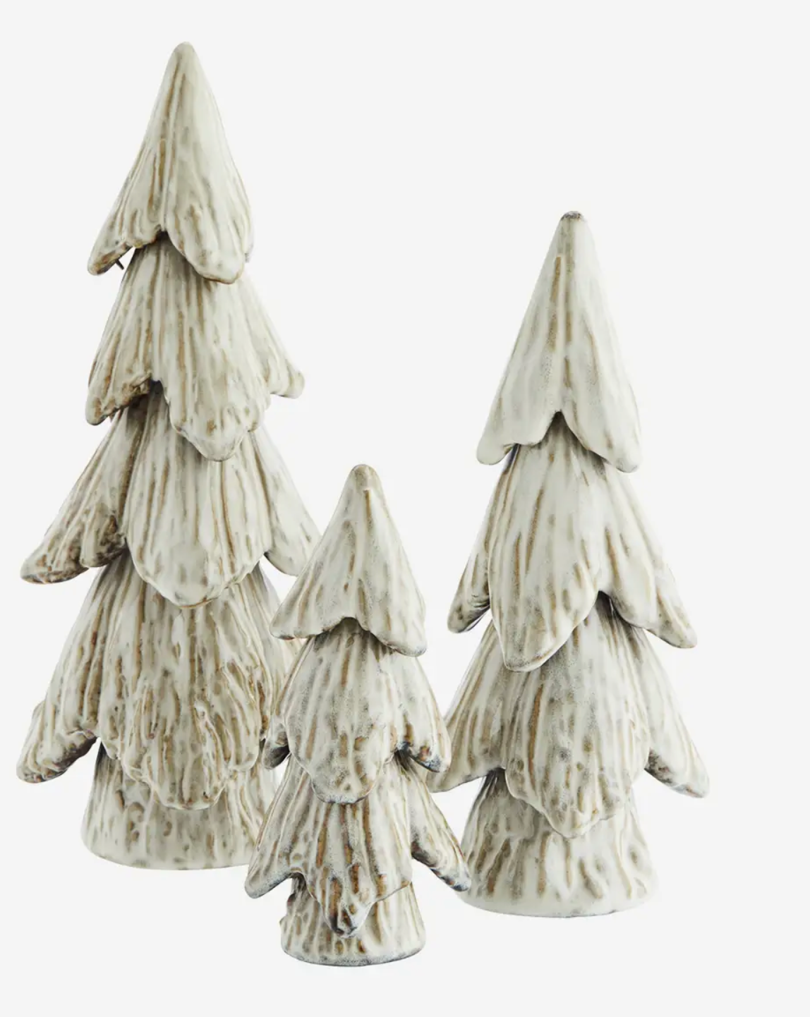 STONEWARE CHRISTMAS TREES. 14 h og 6 b