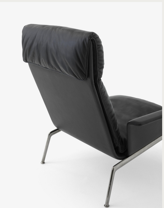 Muno LN17 High back lounge chair w. arms  Noble aniline leather black