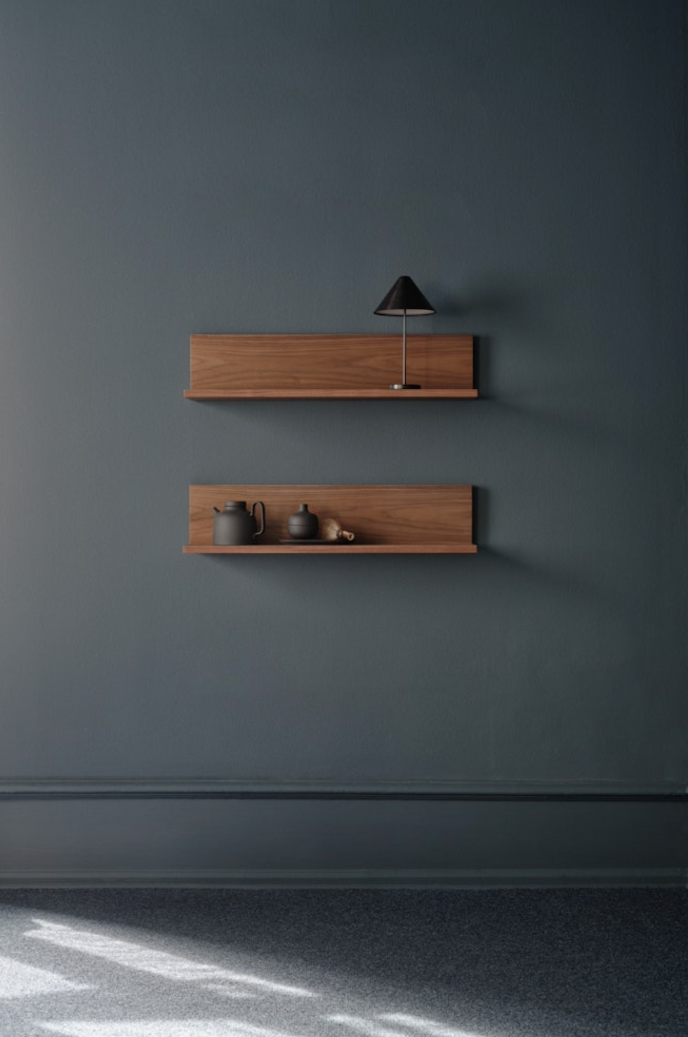 Tana Wall shelf black stained oak 75 cm