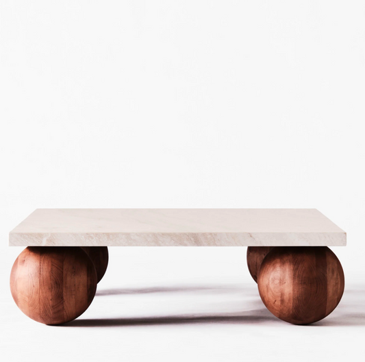 Sphere square sofa table travertine Bianco 120x120