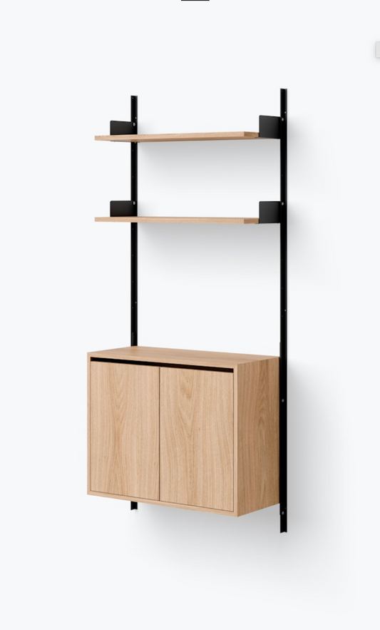 Wall Shelf 1900 Cabinet Tall w. Doors black/oak