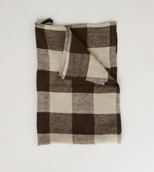 kjøkkenhåndkle brun rutete 50x70