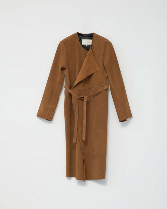 suede cognac leather coat size 1