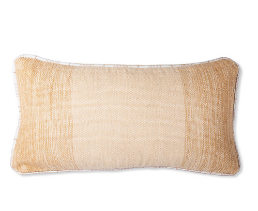 Hand woven wool cushion brown 74x38 cm