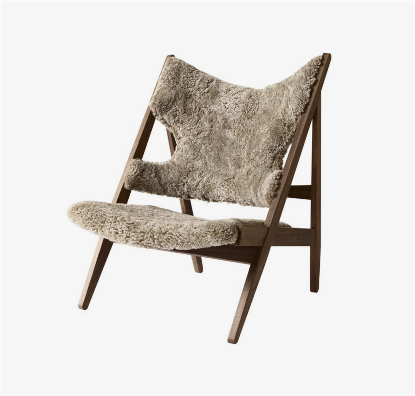 Knitting lounge chair - sheepskin Sahara/Walnut