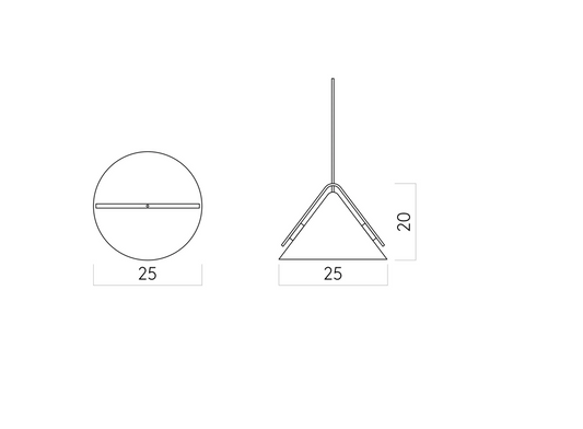 Cone Pendant Lamp | Small | Brushed Aluminium & Walnut