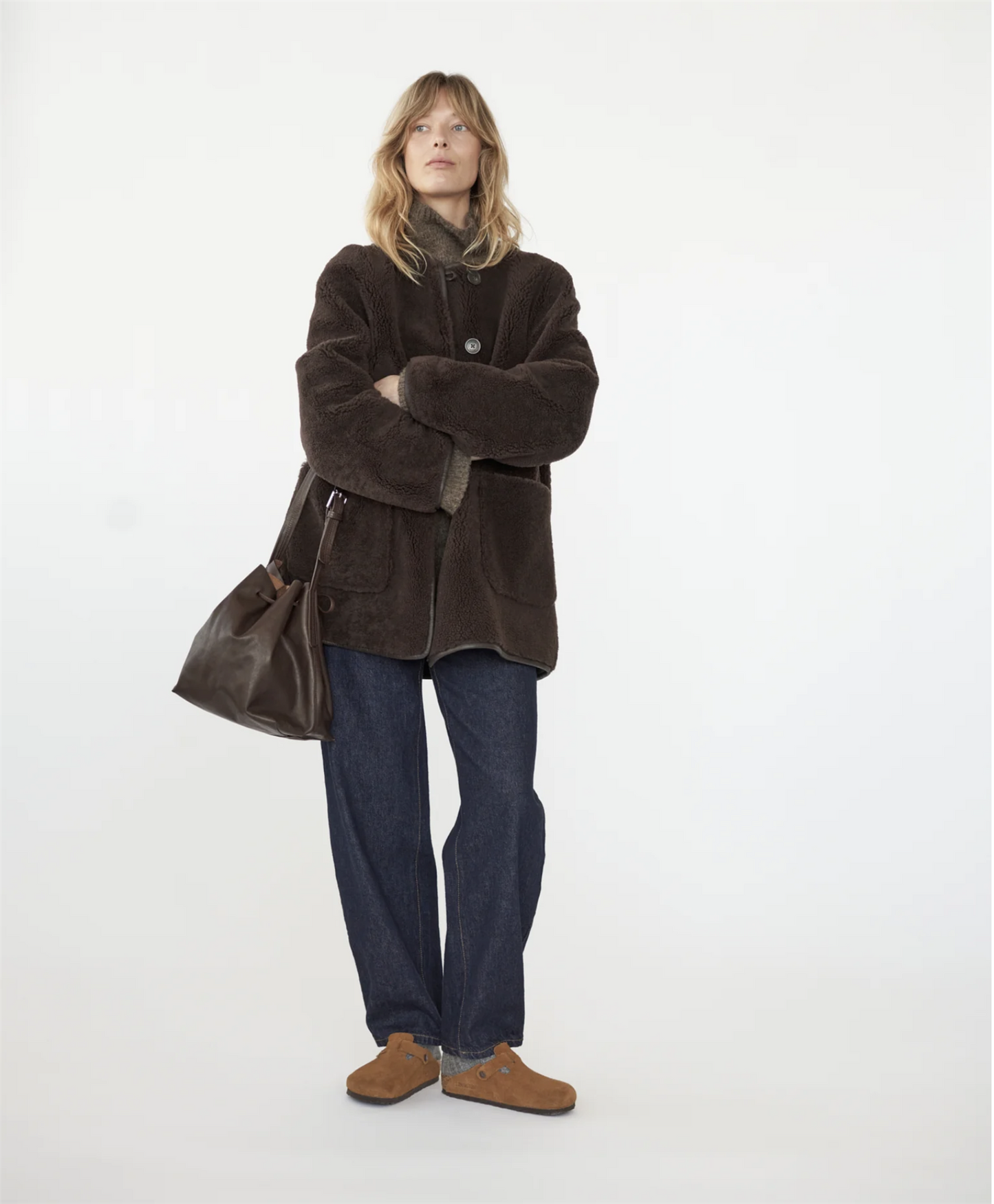 Full Grain Leather Bucket bag brown