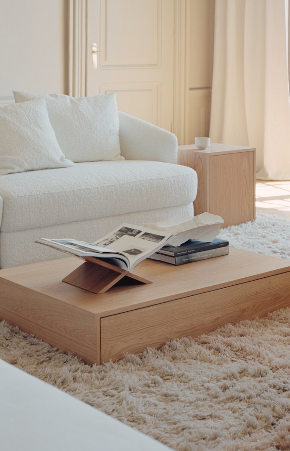 Mass Wide Coffee Table w. Drawer Oak H210 x W 1030 x D720