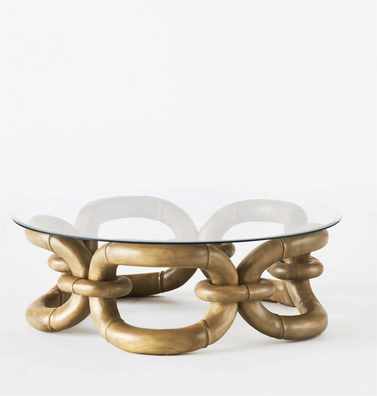 BAMBOO BRACELET SOFA TABLE  MAHOGNY ø 105 cm