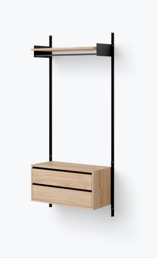 Wardrobe Shelf Cabinet w. Drawers black/oak