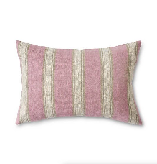 Woven striped cushion blush 60x40cm