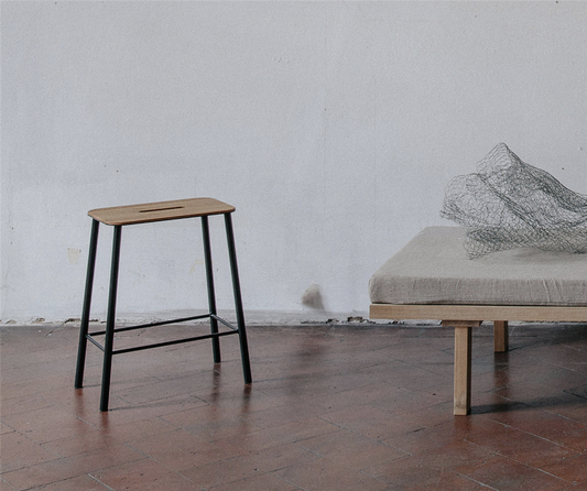 Adam Stool  Black/oak H 50