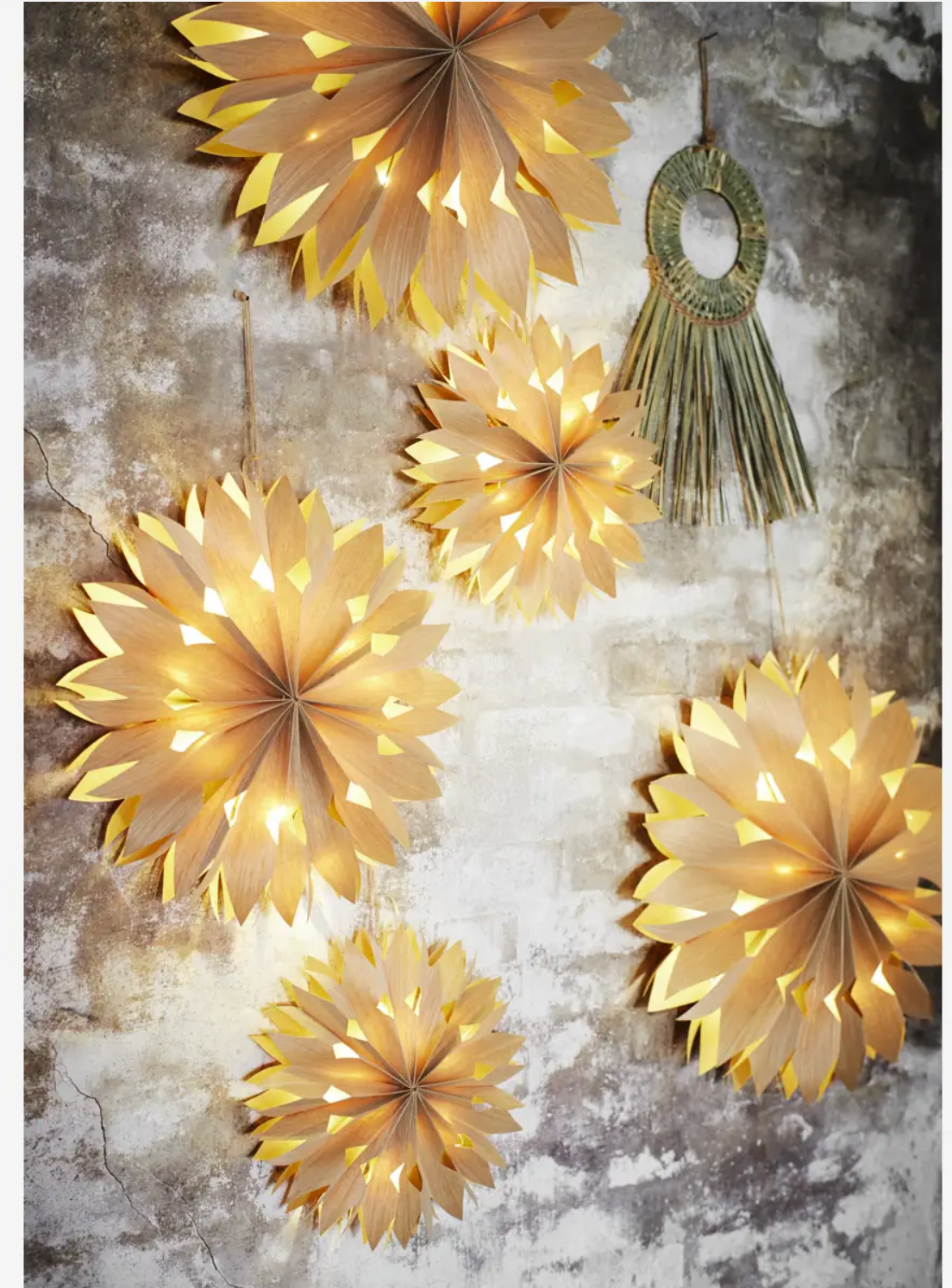 VENEER PAPER STAR W/ LIGHTS