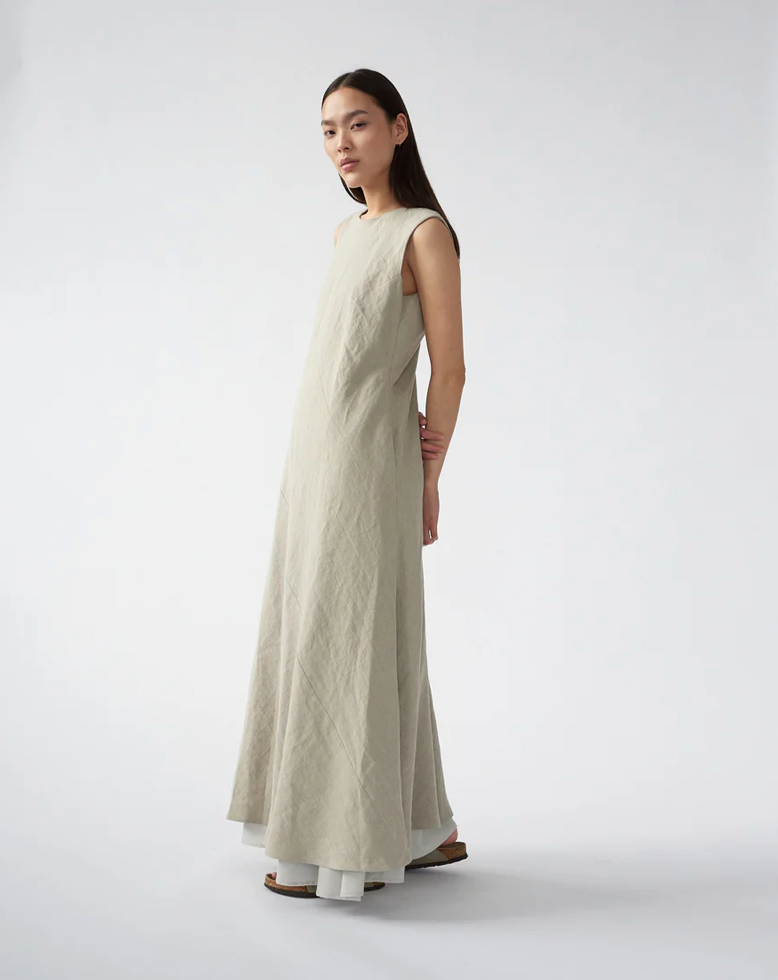 Linen maxi dress nature size 2