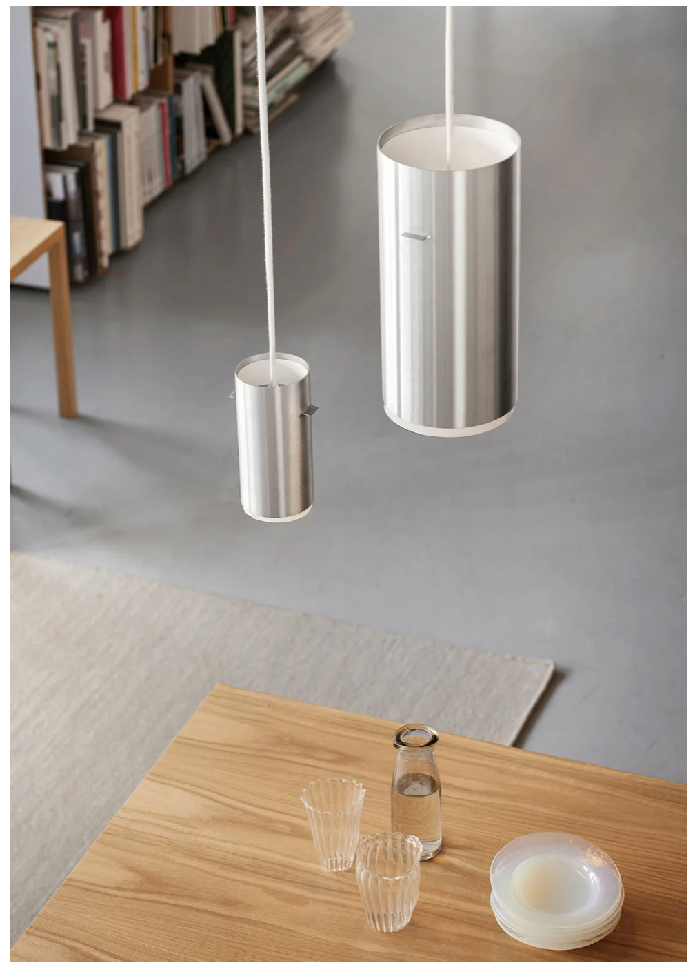 Tube Pendant Brushed Aluminium Large