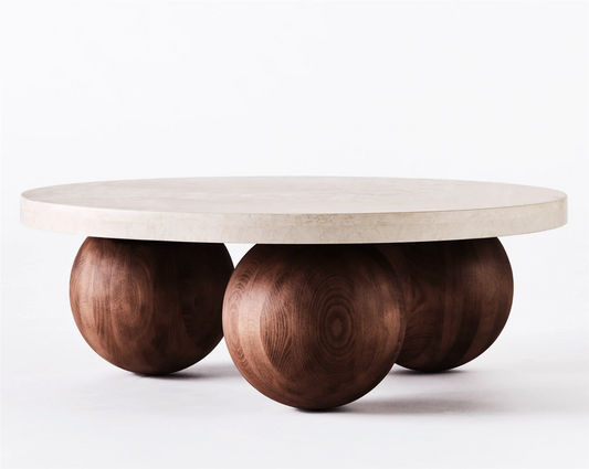 Sphere Round sofa table travertine Bianco 120cm