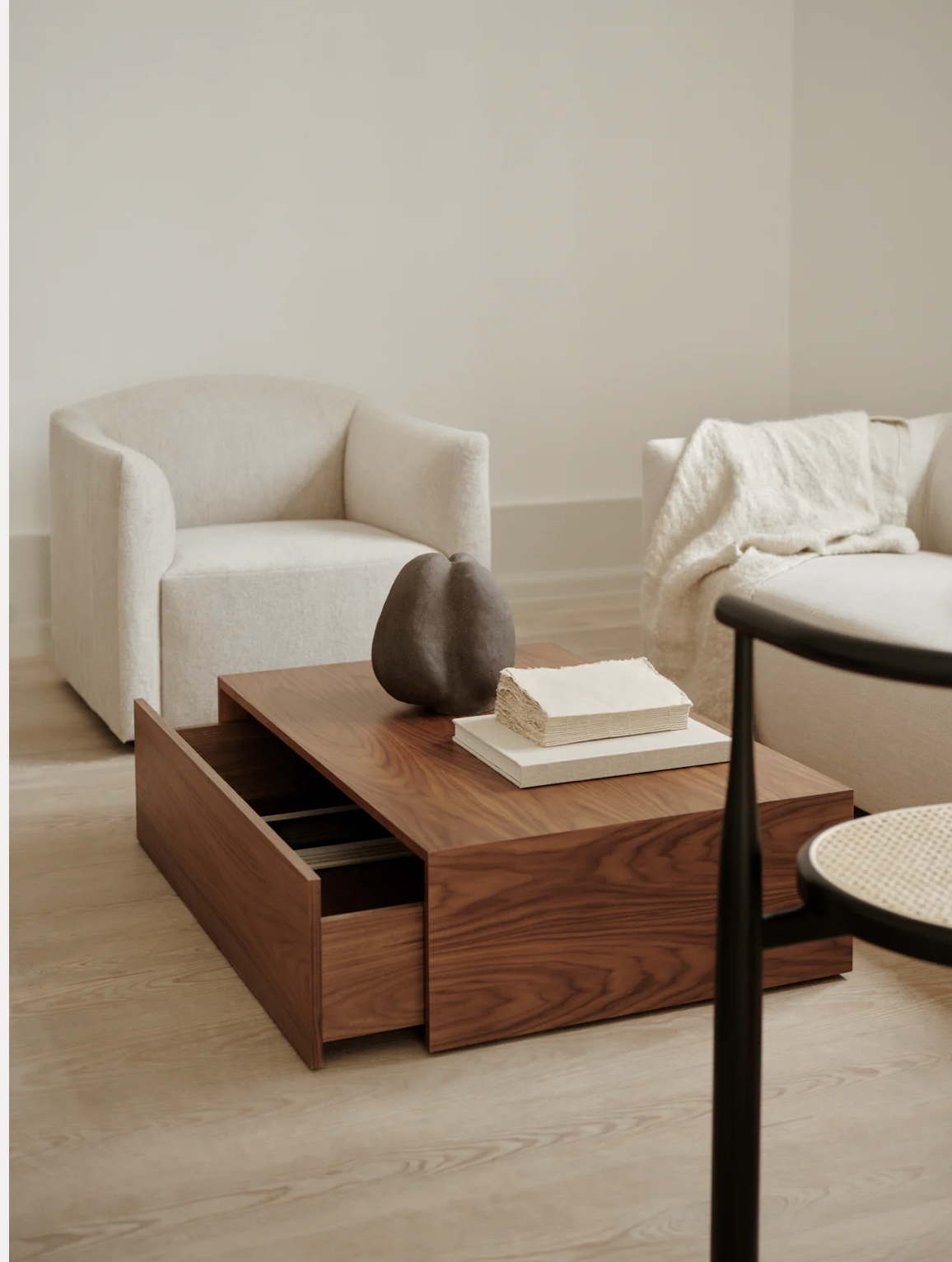 Mass Coffee Table High w. Drawer Walnut H270 x W: 1030 x D: 600 mm
