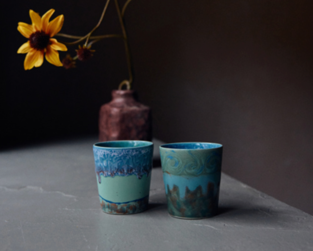 70s Van Gogh set of 2 coffee mugs Self Portrait