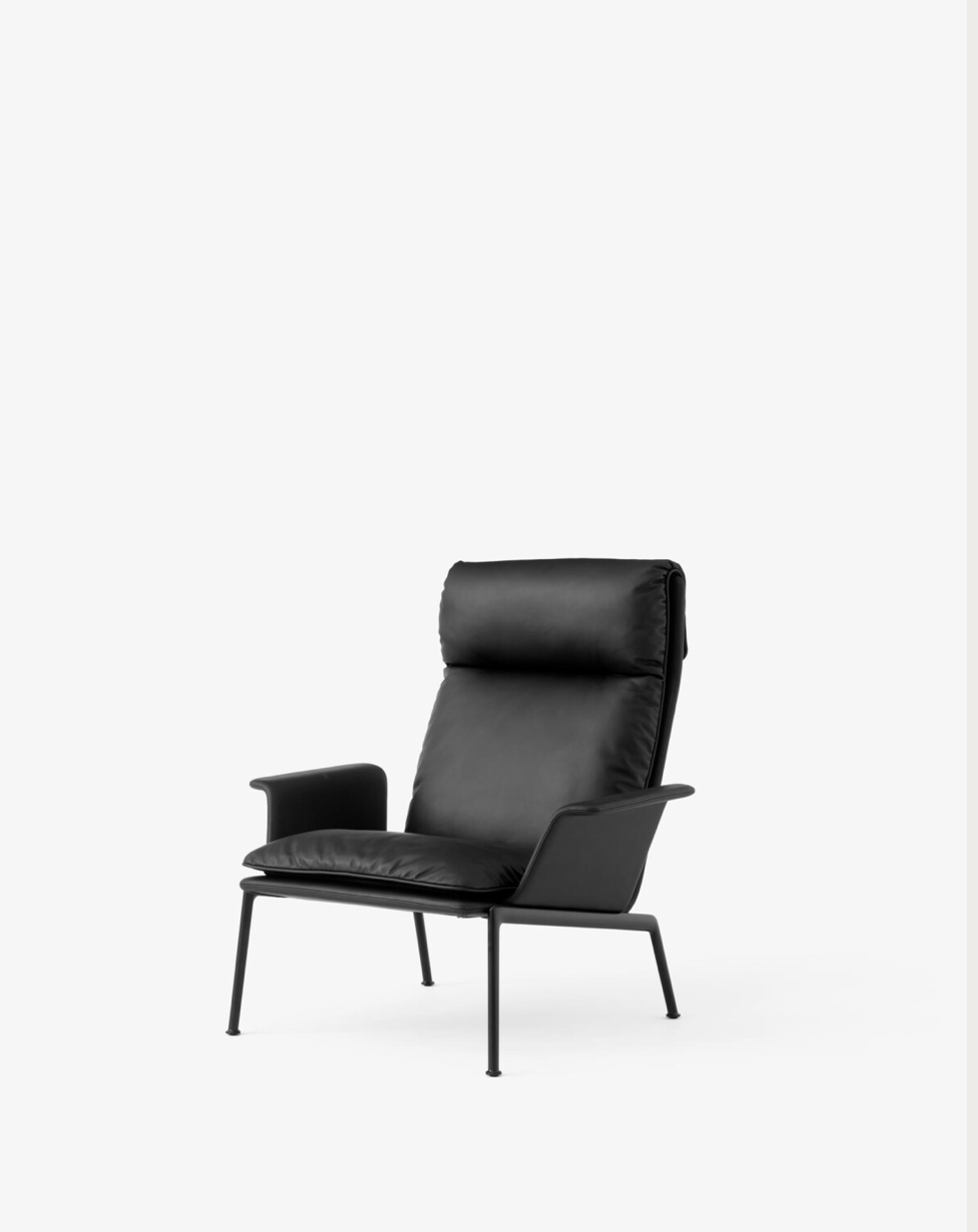 Muno LN17 High back lounge chair w. arms Noble aniline leather black