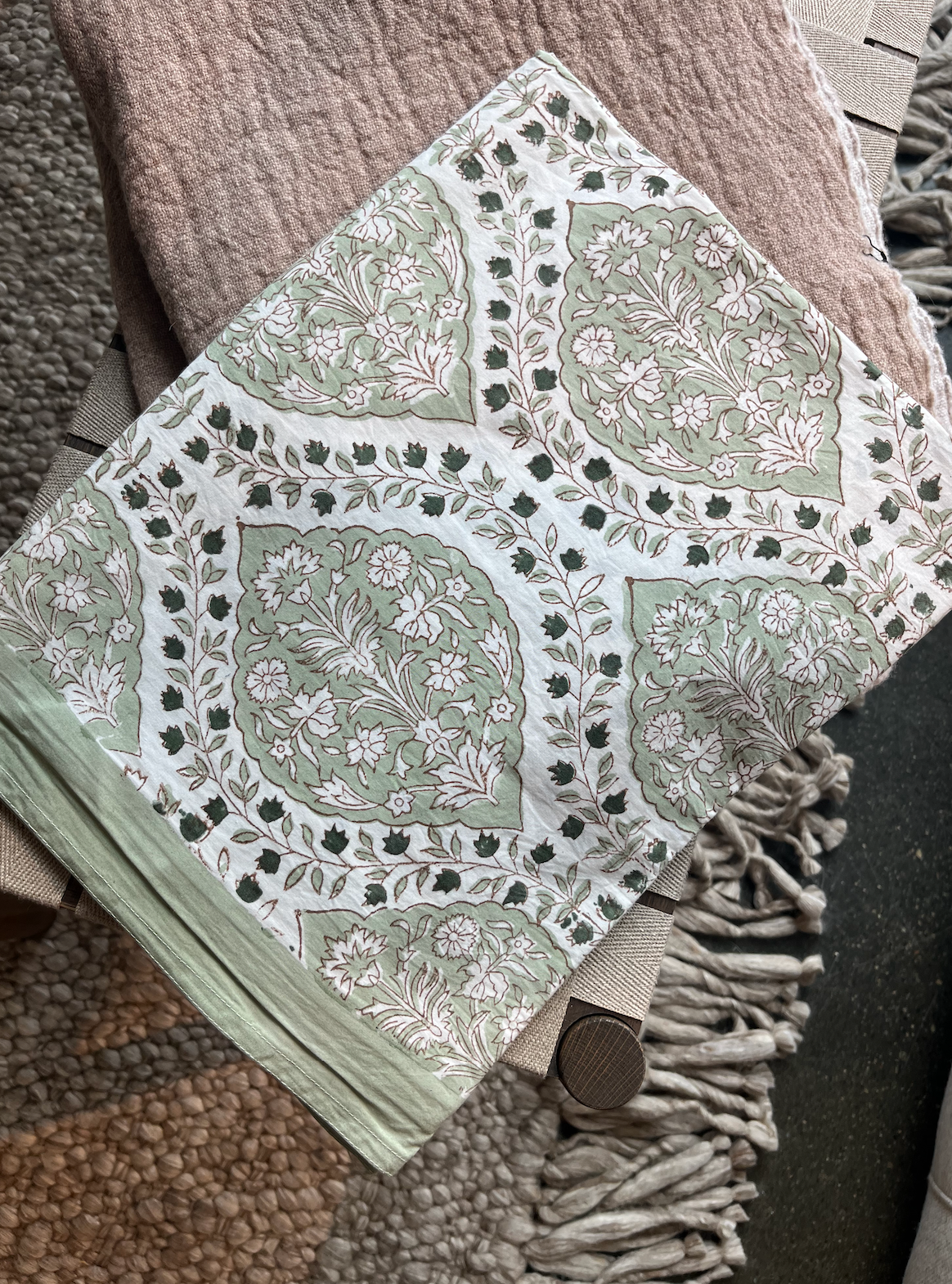 Florian duk grön/blå 150×300 cm