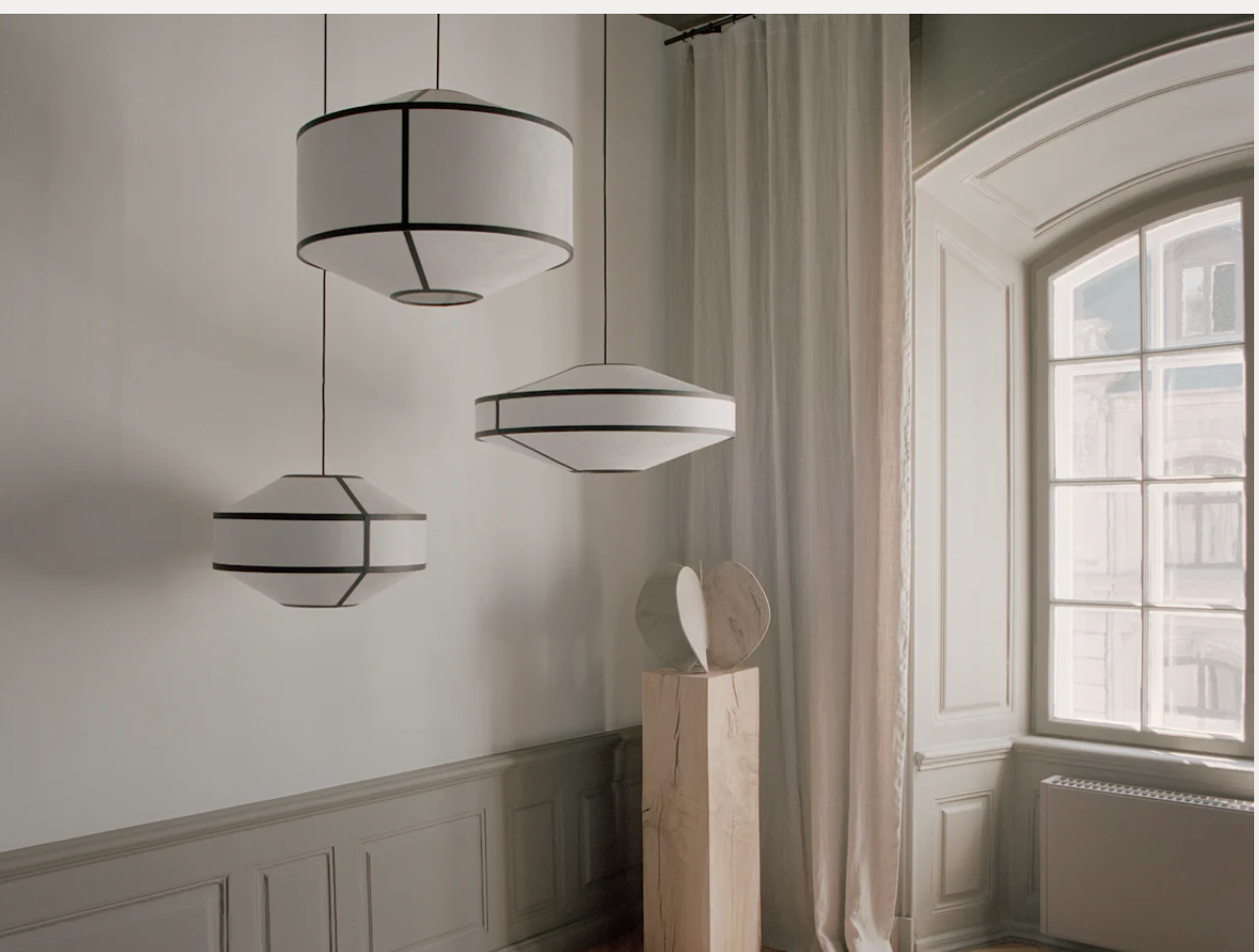 Kite Pendant Lamp Ø65 White and Black Tyvek
