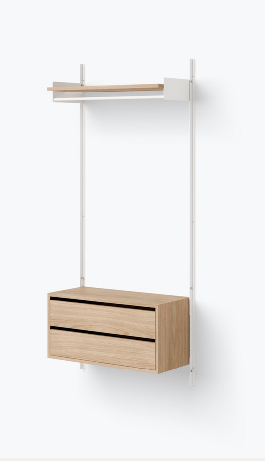 Wardrobe Shelf Cabinet w. Drawers white/oak
