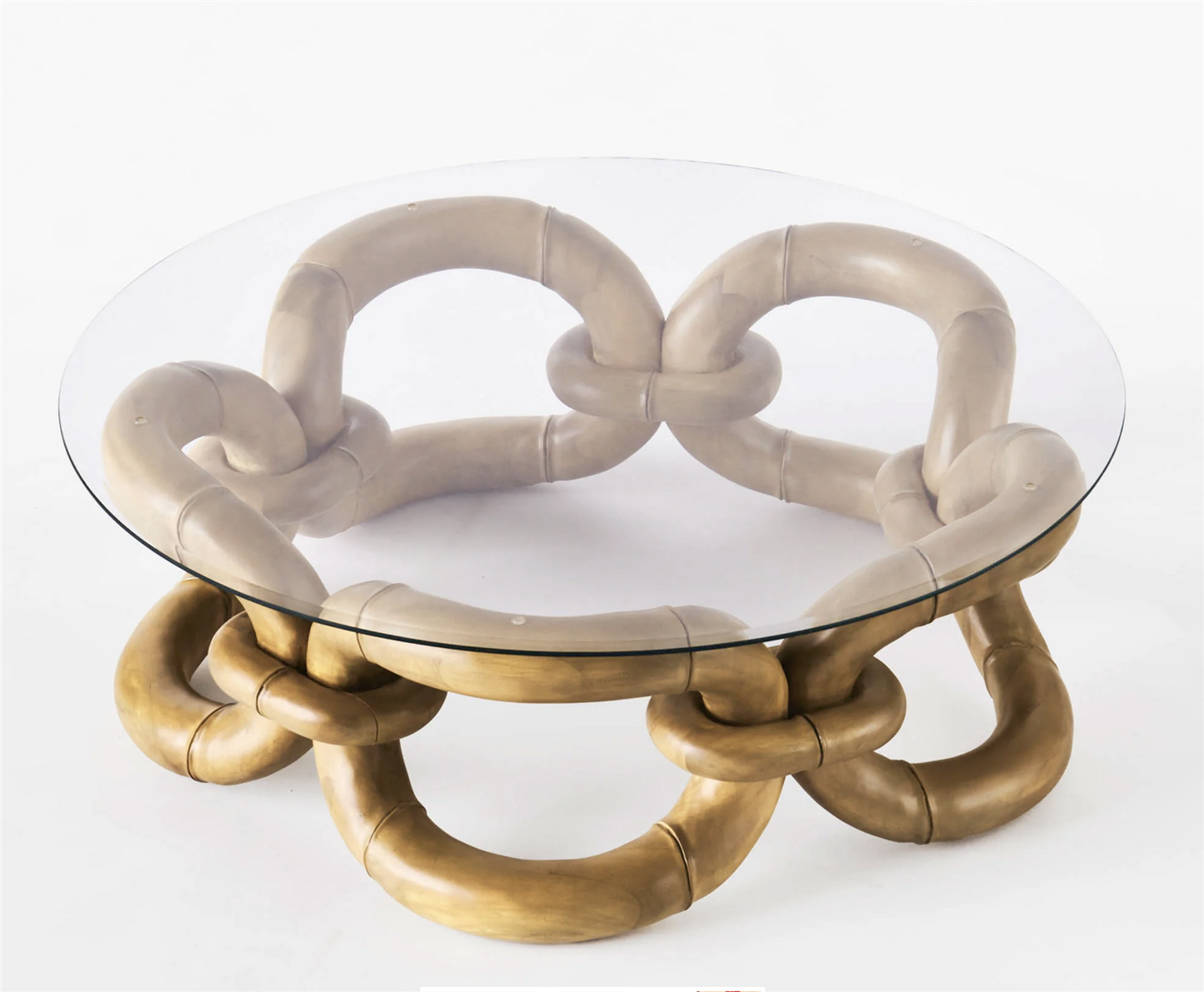BAMBOO BRACELET SOFA TABLE  MAHOGNY ø 105 cm
