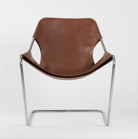 Paulistano Stol - Terracotta skinn & krom understell