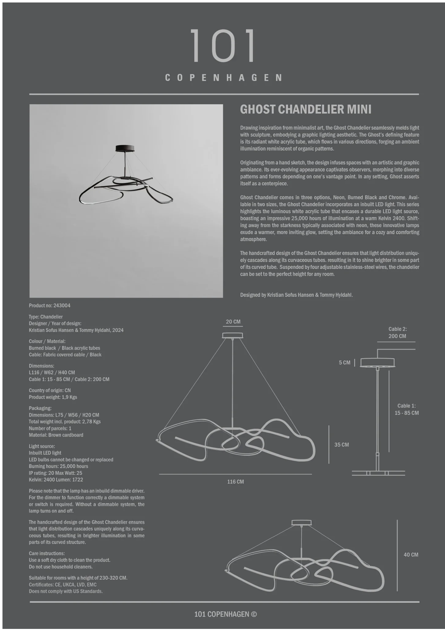 Ghost Chandelier, Mini - Burned Black
